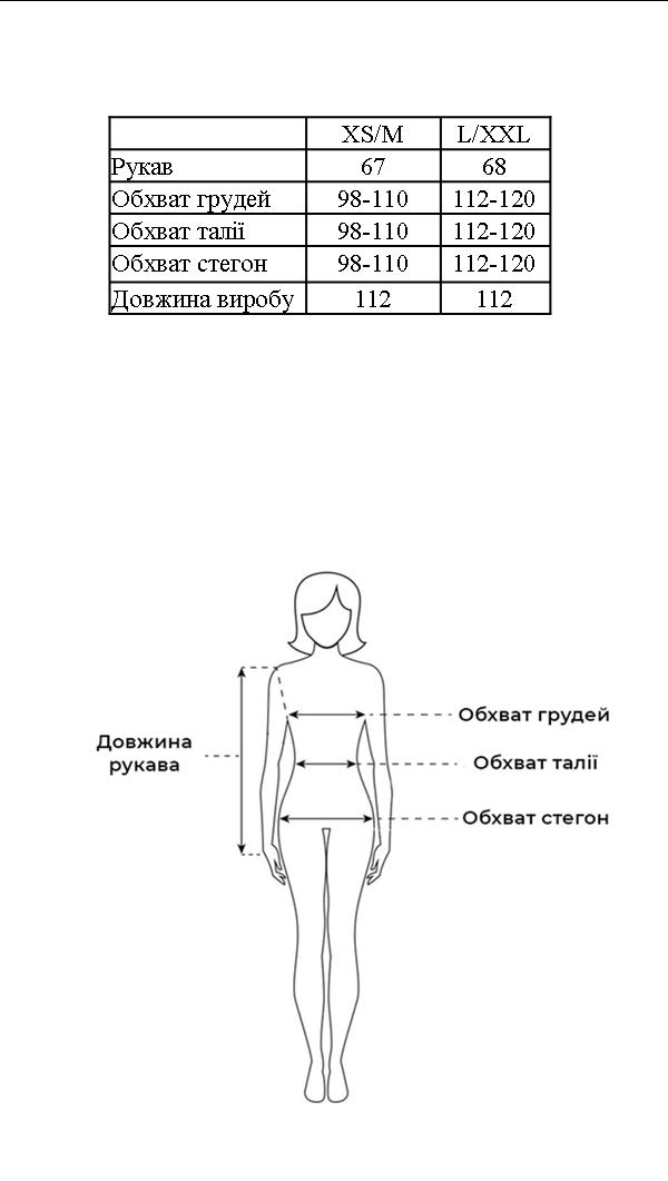 Таблиця розмірів Таблиця розмірів