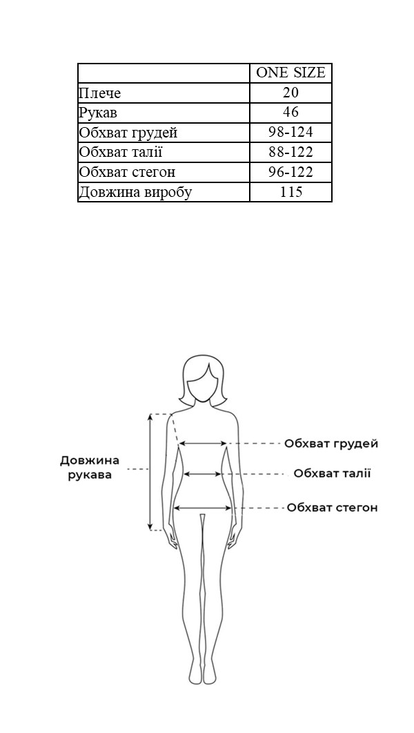 Таблиця розмірів Таблиця розмірів