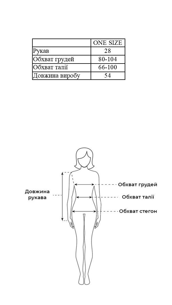 Таблиця розмірів Таблиця розмірів