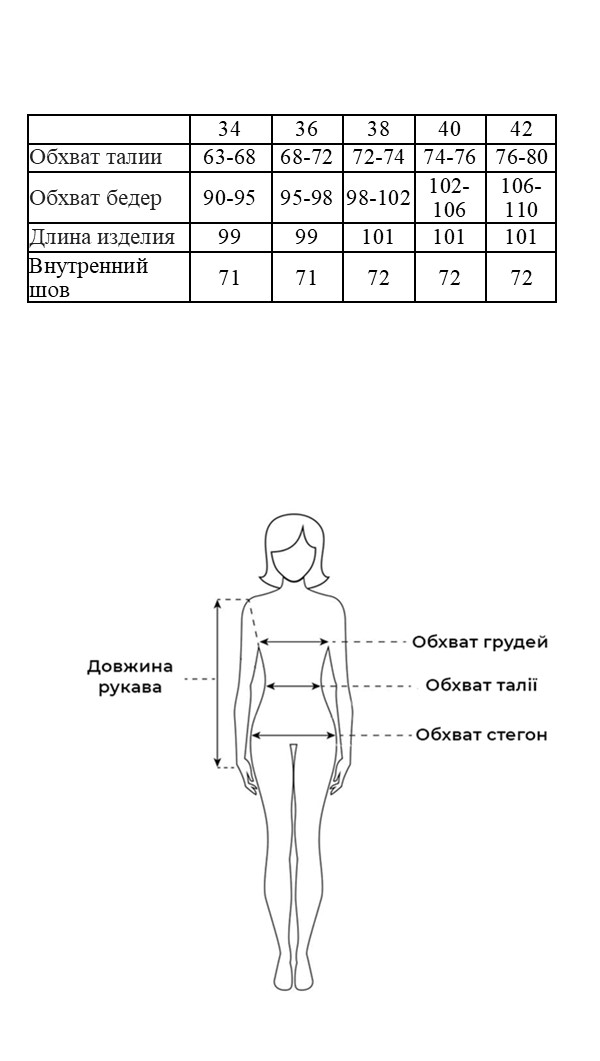 Таблица размеров