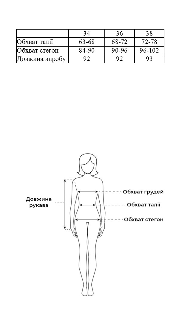 Таблиця розмірів Таблиця розмірів