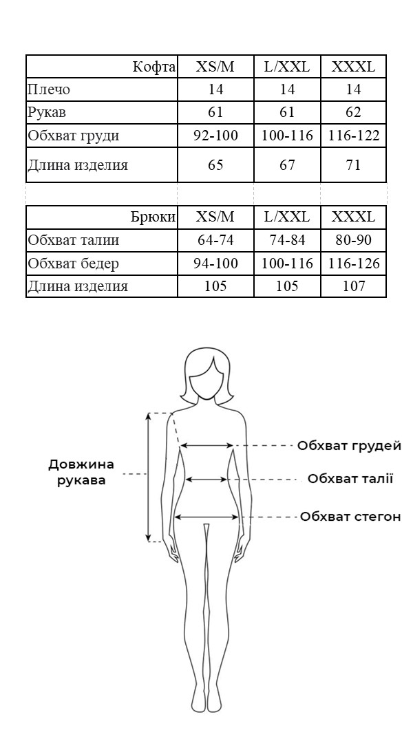 Таблица размеров