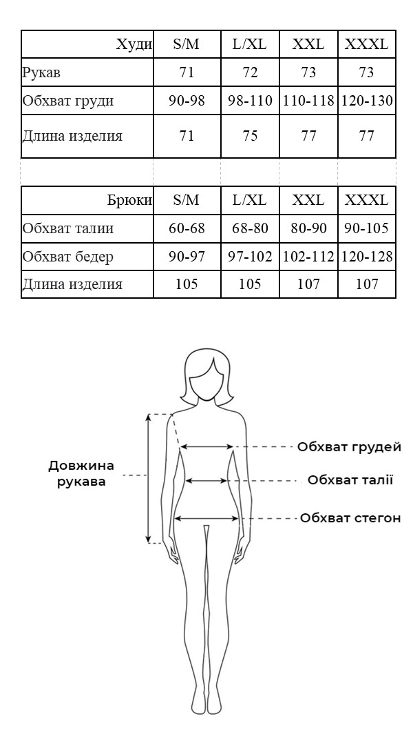 Таблица размеров