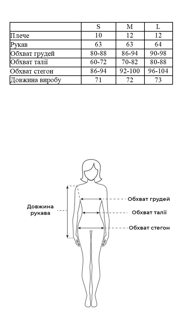 Таблиця розмірів Таблиця розмірів