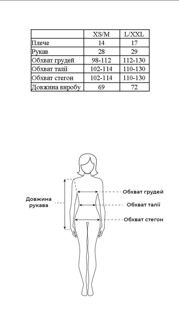 Таблиця розмірів Таблиця розмірів