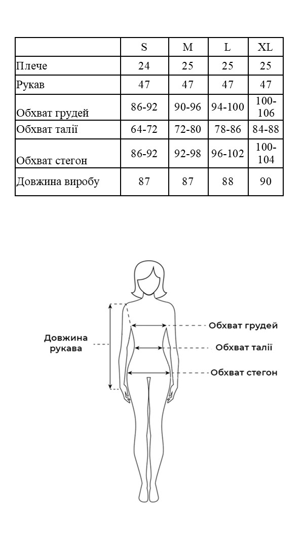 Таблиця розмірів Таблиця розмірів