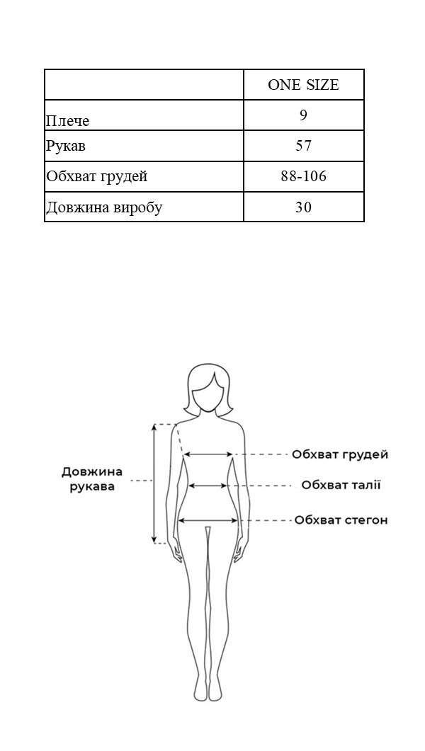 Таблиця розмірів Таблиця розмірів