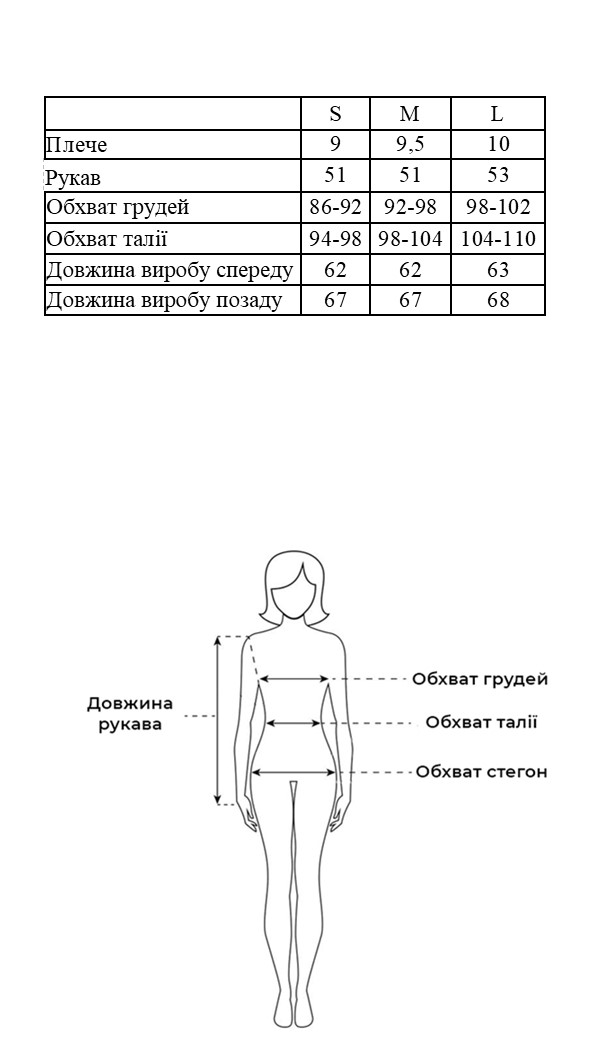 Таблиця розмірів Таблиця розмірів